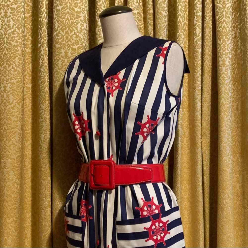 Vintage Cotton Nautical Dress - Picture 2 of 4